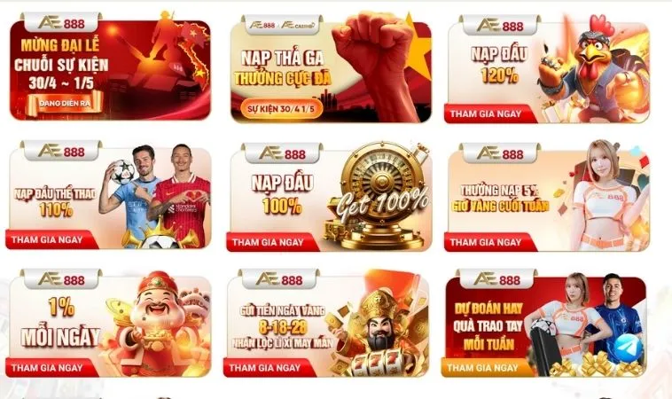 Vô vàn các khuyến mãi hấp dẫn từ nhà cái AE888